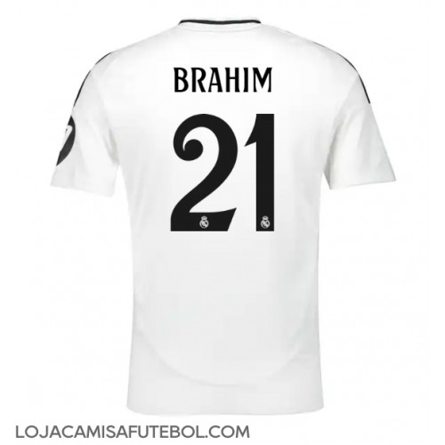 Camisa de Futebol Real Madrid Brahim Diaz #21 Equipamento Principal 2024-25 Manga Curta